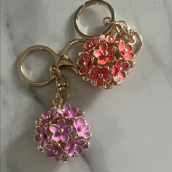 Floral Keychain Set - Pink and Purple 2 fer! - Picture 1 of 1